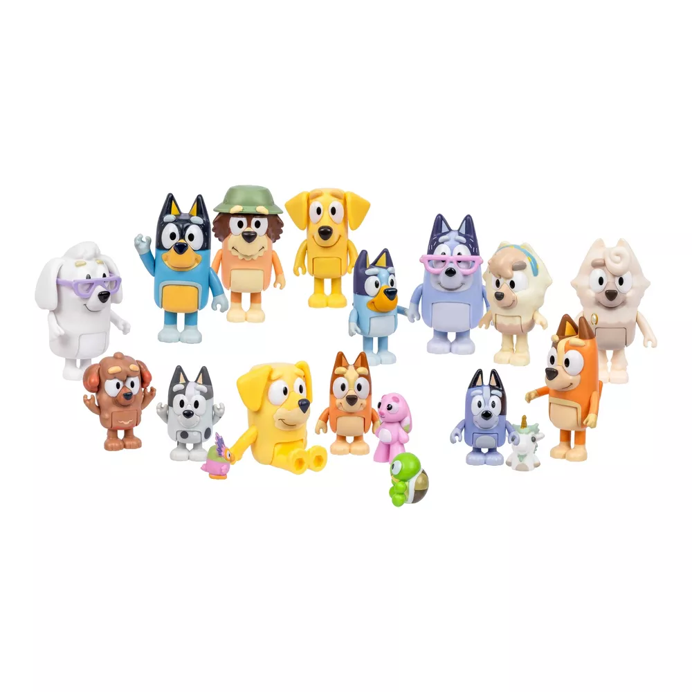 BLUEY - Set de Figuras Familia & Amigos de Barrio + 14pzas - Lovely ...
