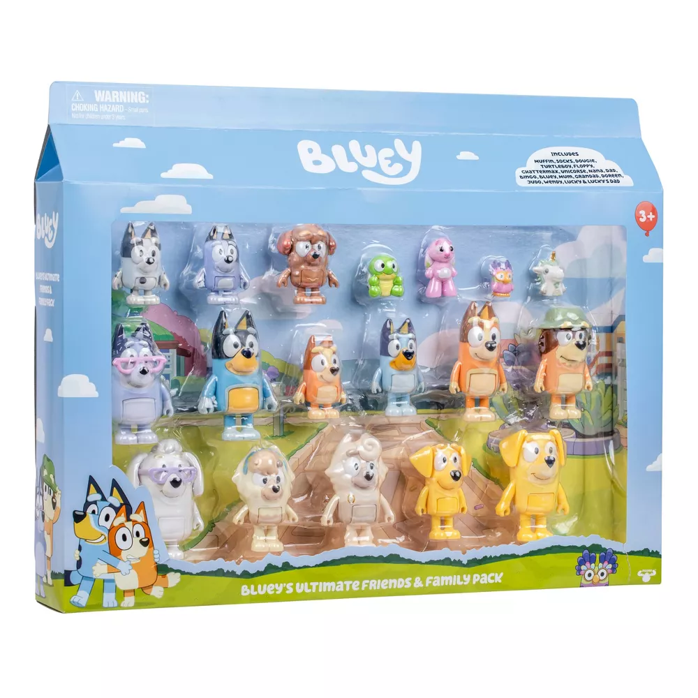 BLUEY - Set de Figuras Familia & Amigos de Barrio + 14pzas - Lovely ...